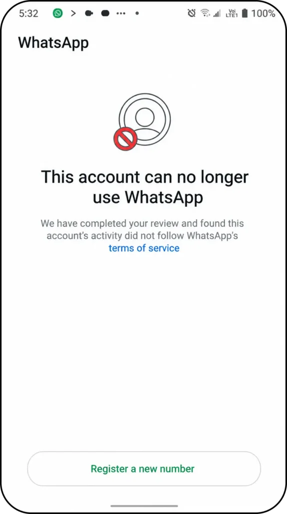 whatsapp permanent ban screen