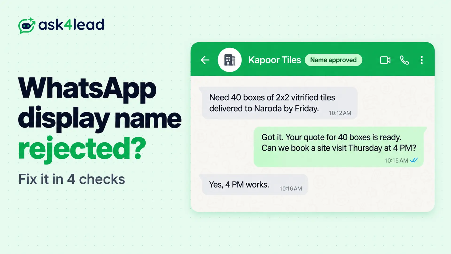 WhatsApp display name rejected: causes and fixes