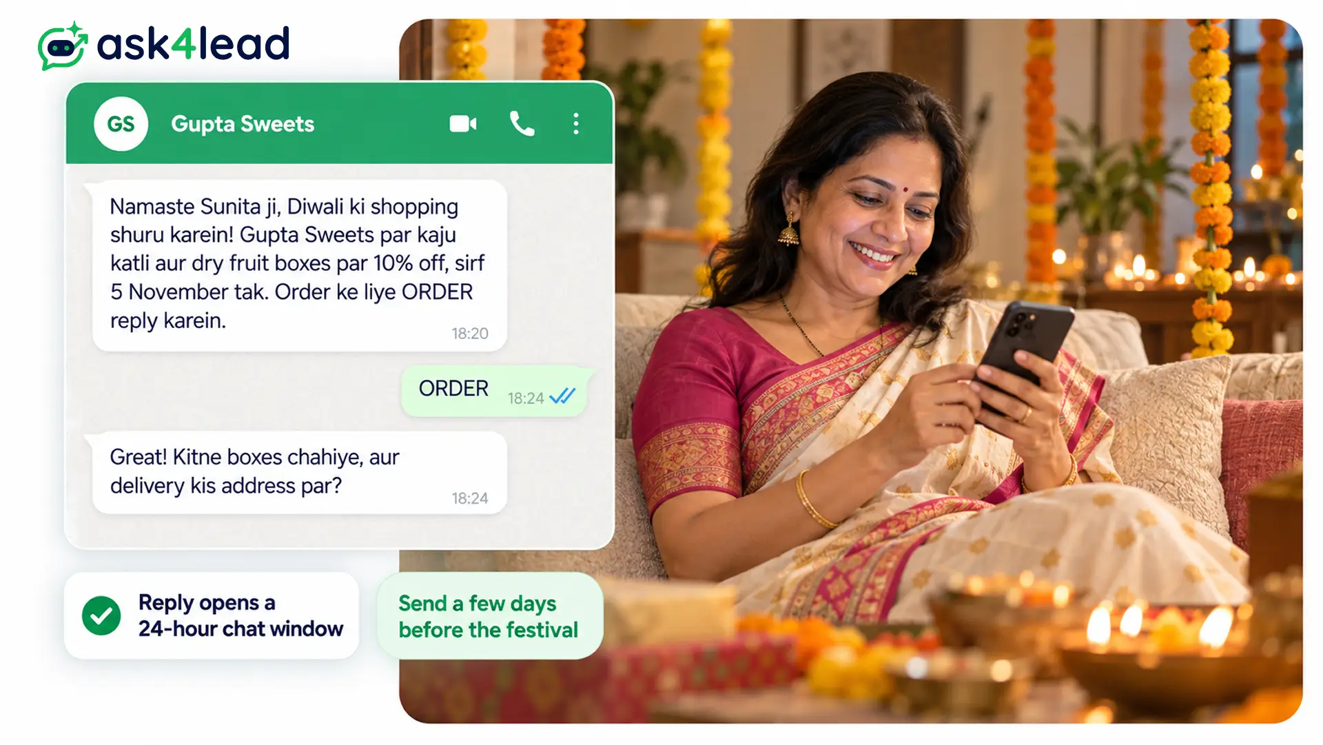 Diwali promotional WhatsApp message