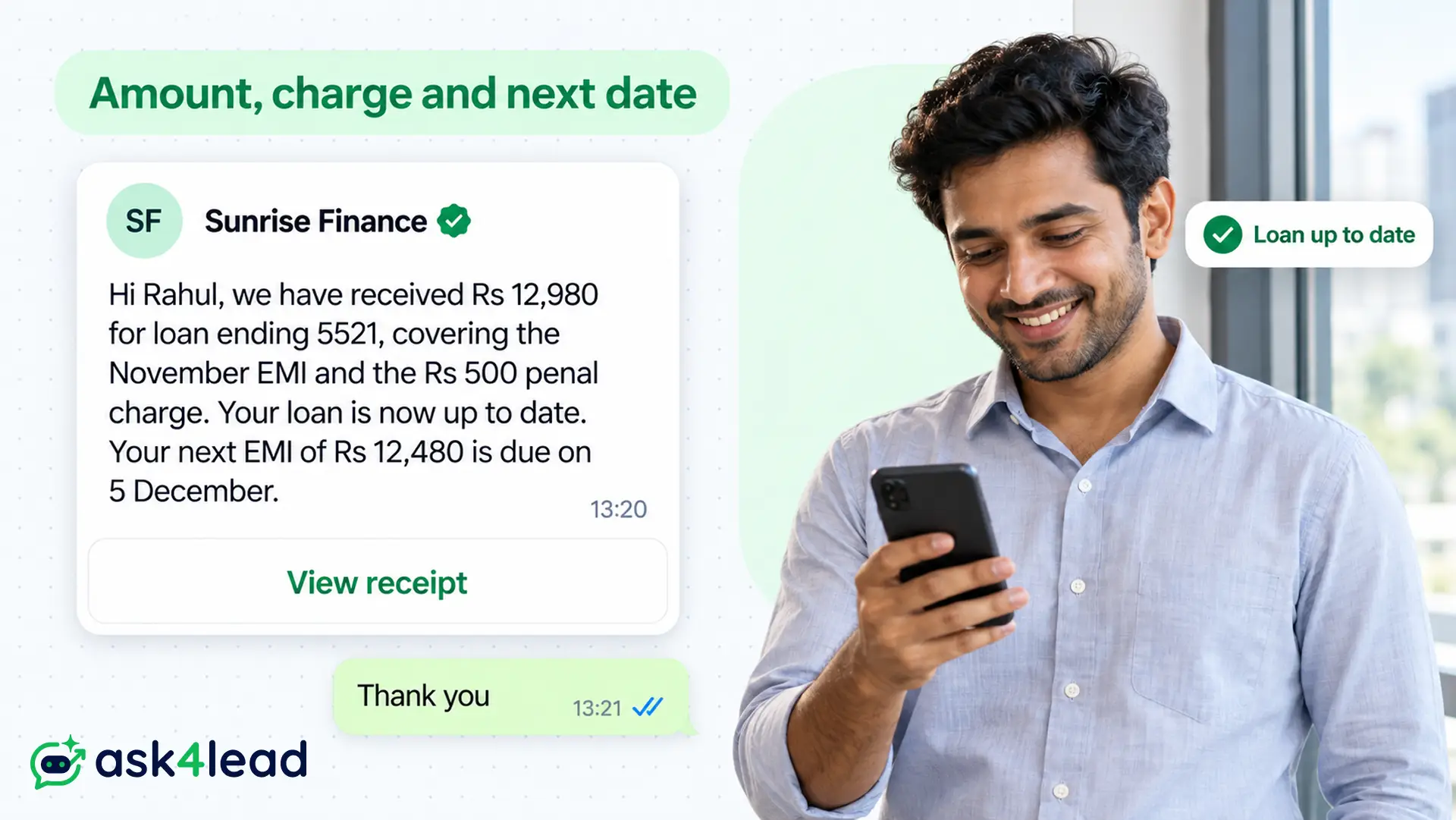 EMI paid after bounce message