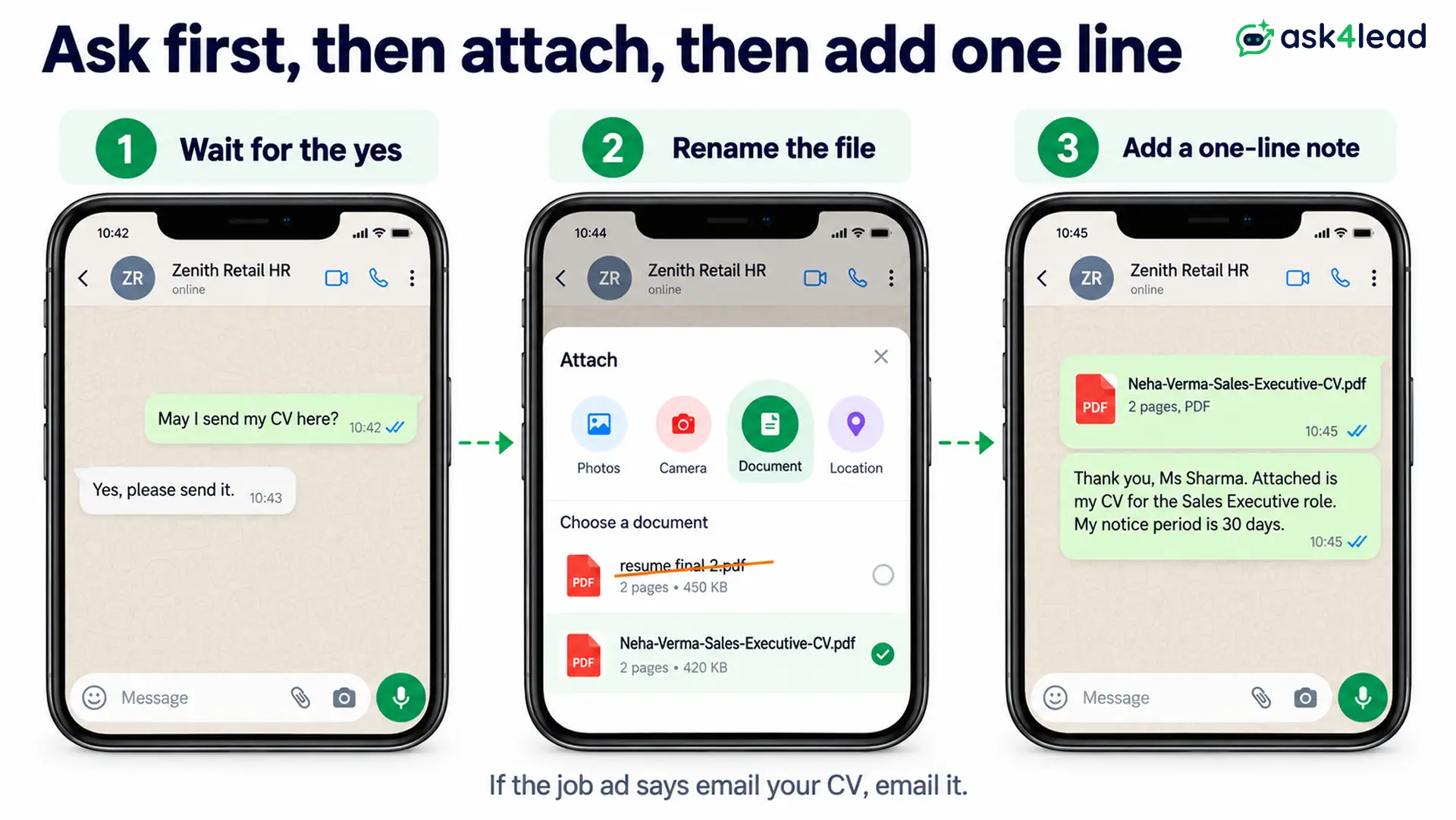 How to send a CV on WhatsApp