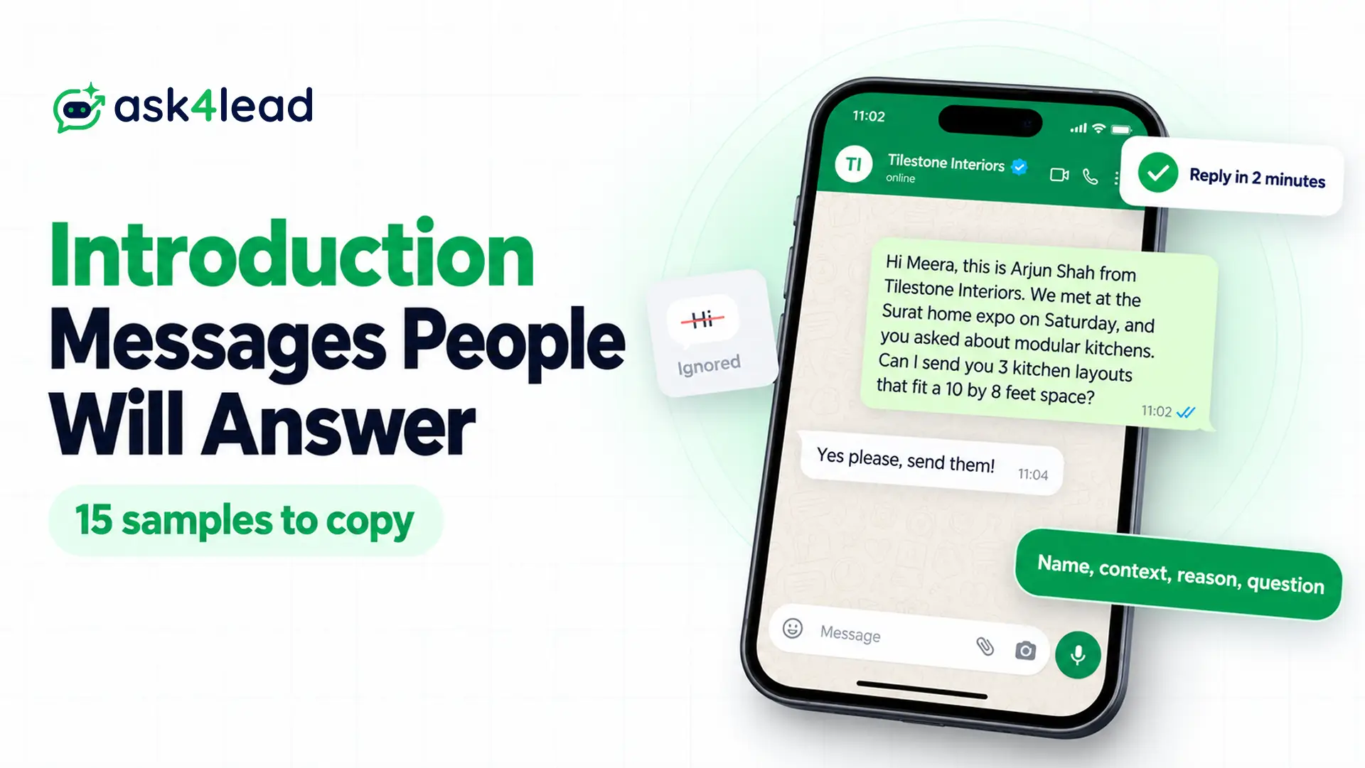 Introduction message in WhatsApp samples