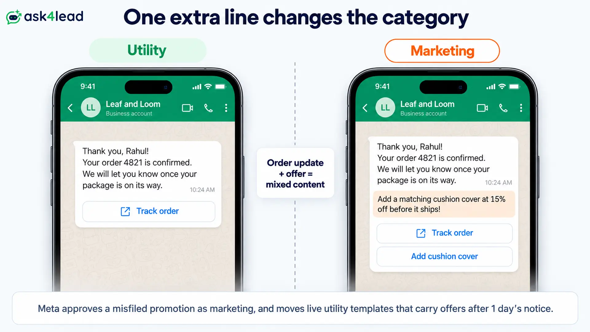 Marketing vs utility WhatsApp template