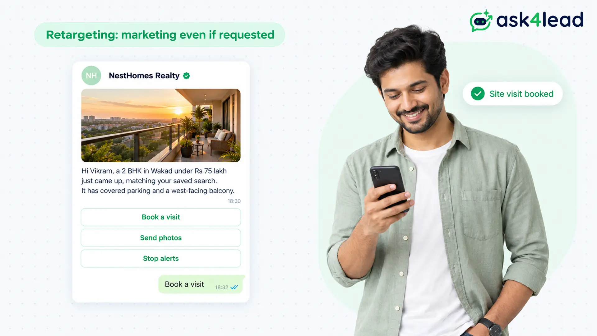 Saved search match message on WhatsApp
