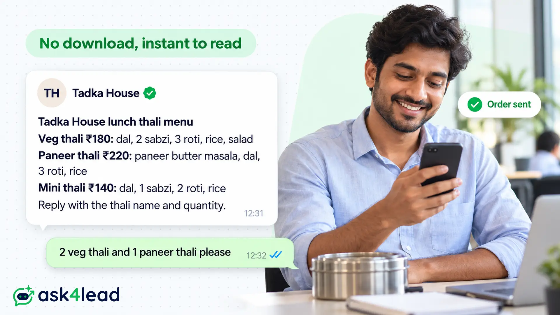Text menu reply on WhatsApp